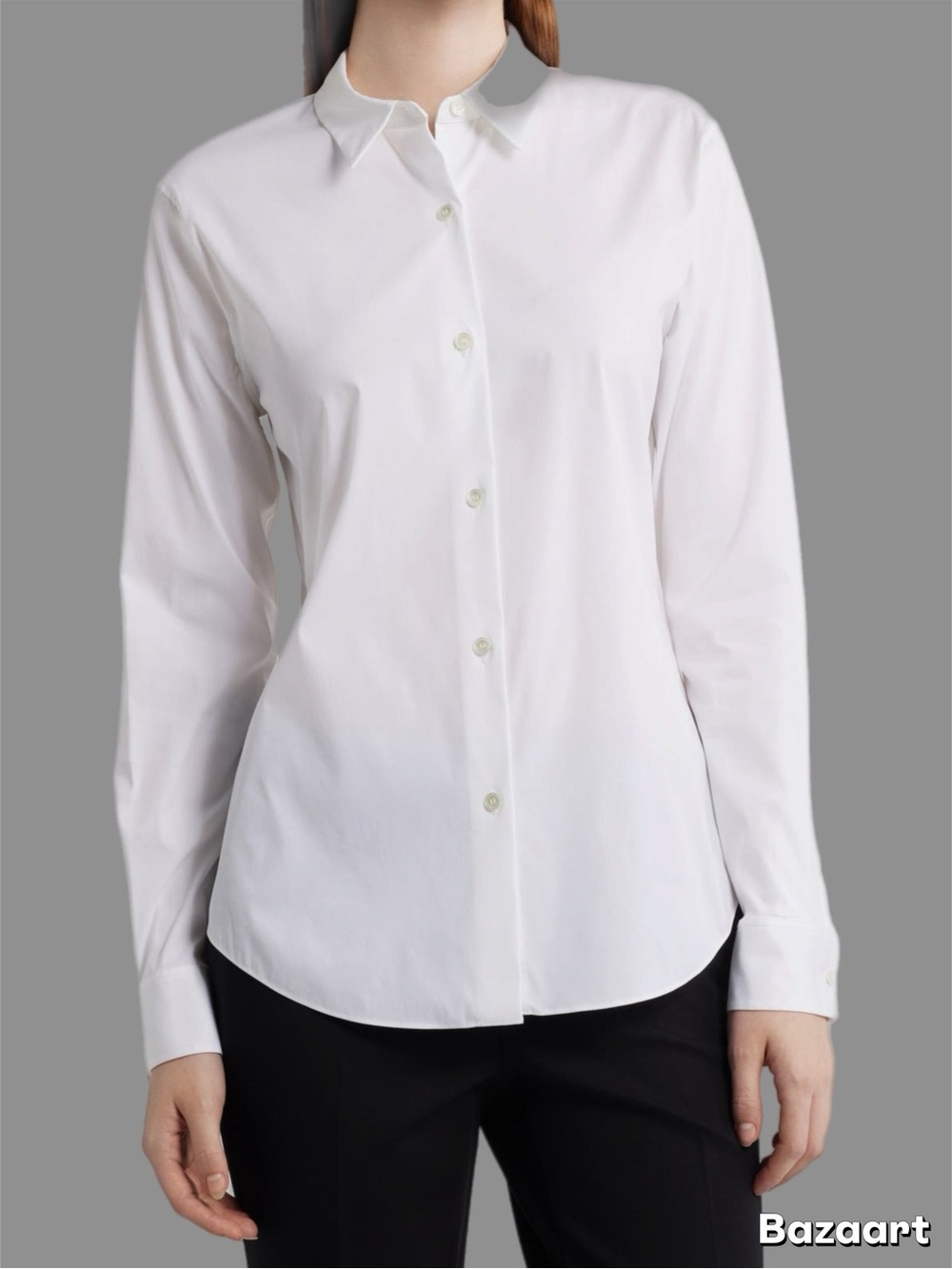 Theory Tania Cotton Blend White Blouse